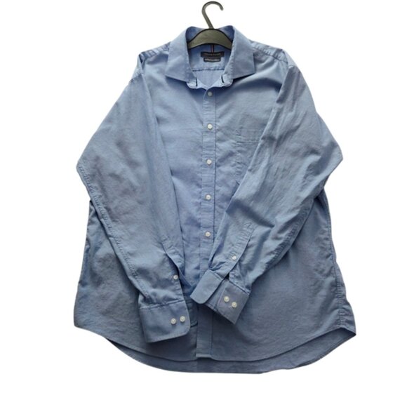 TH-Tommy Hilfiger 100% Cotton Oxford Dress Shirt | Blue Regular Fit | L - Picture 2 of 10